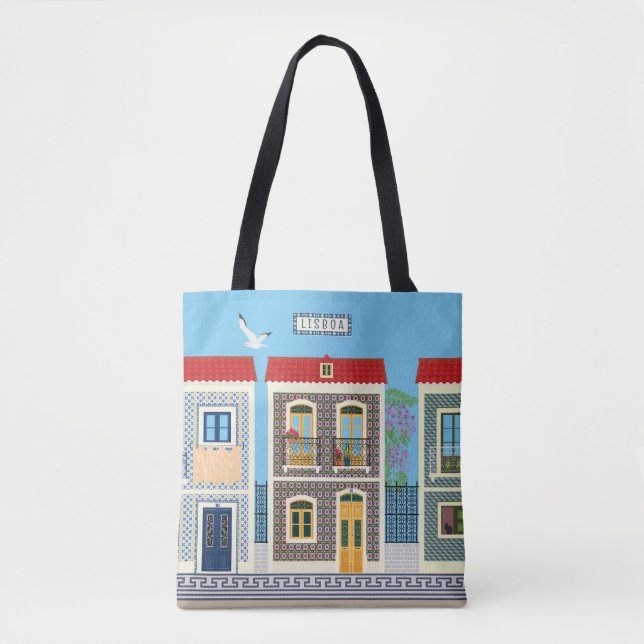 Bolso De Tela Hermosas casas portuguesas con azulejos o azulejos (Anverso)