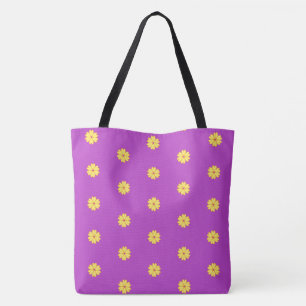 Bolso De Tela Hermosas flores amarillas sobre violeta