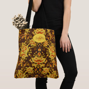 Bolso De Tela Hermosas flores amarillas vintage Monograma