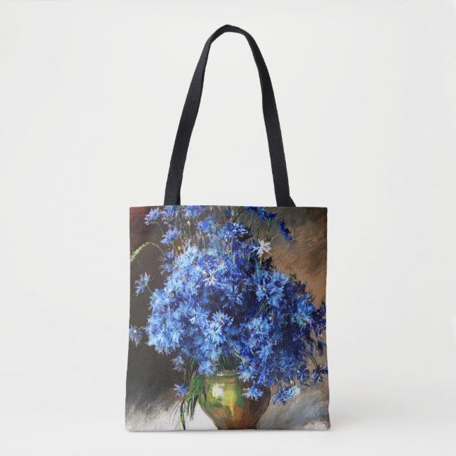 Bolso De Tela Hermosas flores azules (Anverso)