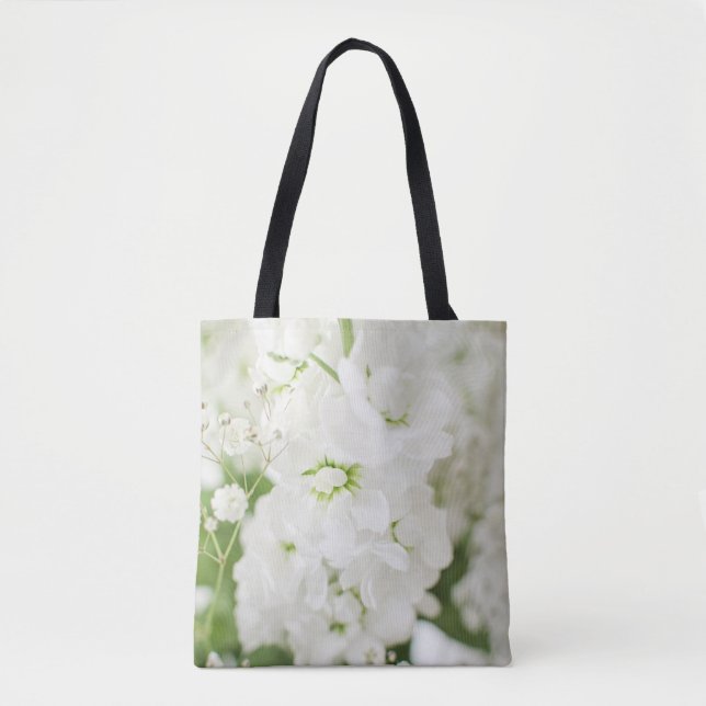 Bolso De Tela Hermosas Flores Blancas De Ava (Anverso)