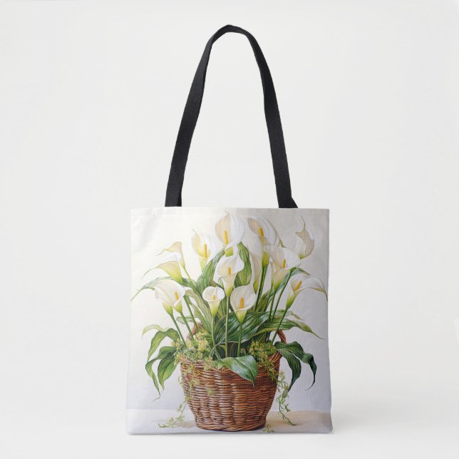 Bolso De Tela Hermosas flores de Calla Lily plantadas (Anverso)