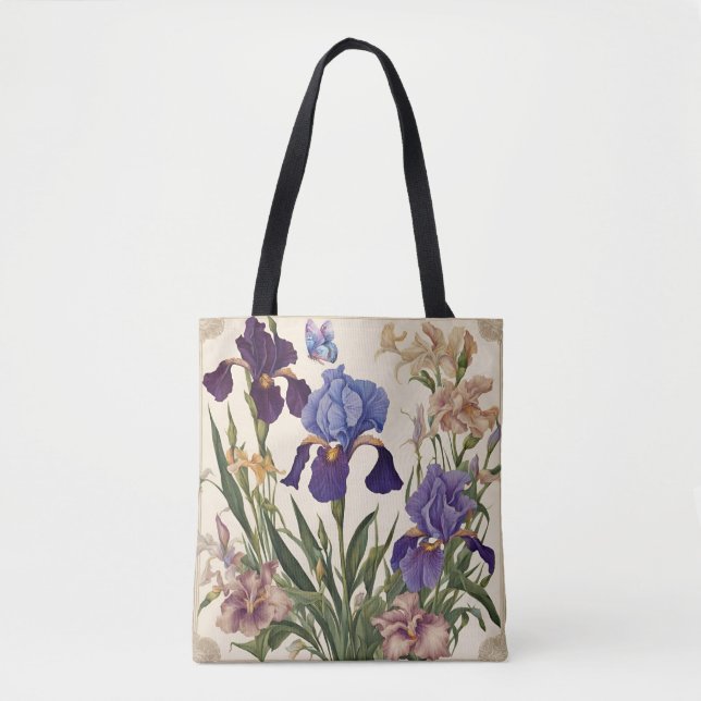 Bolso De Tela Hermosas flores de Iris (Anverso)