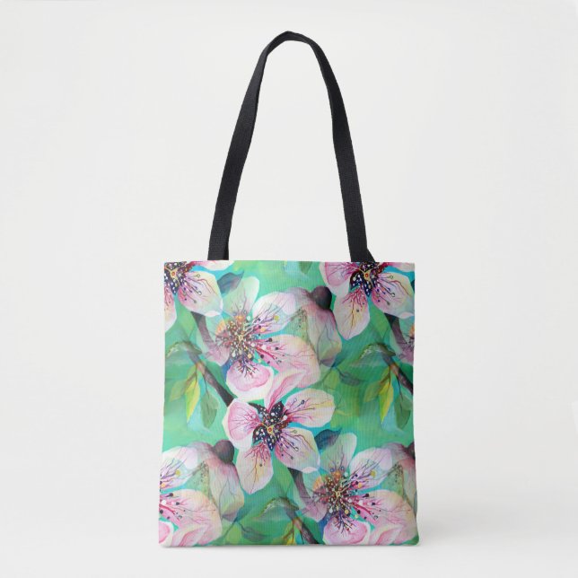 Bolso De Tela Hermosas flores japonesas de cerezo Sakura (Anverso)