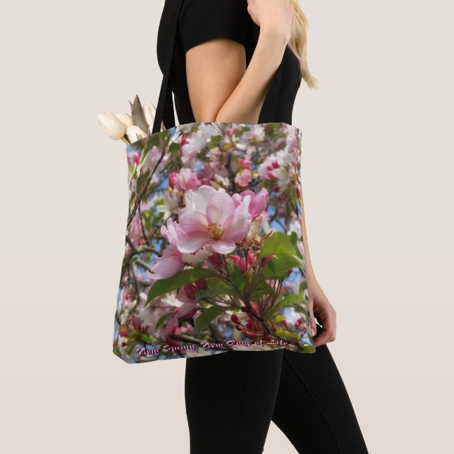 Bolso De Tela Hermosas flores nuevas de manzano de primavera (Detalle)