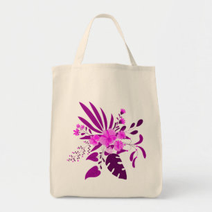 Bolso De Tela Hermosas flores púrpura tropical