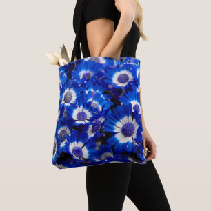 Bolso De Tela Hermosas flores reales de la Cineraria azul