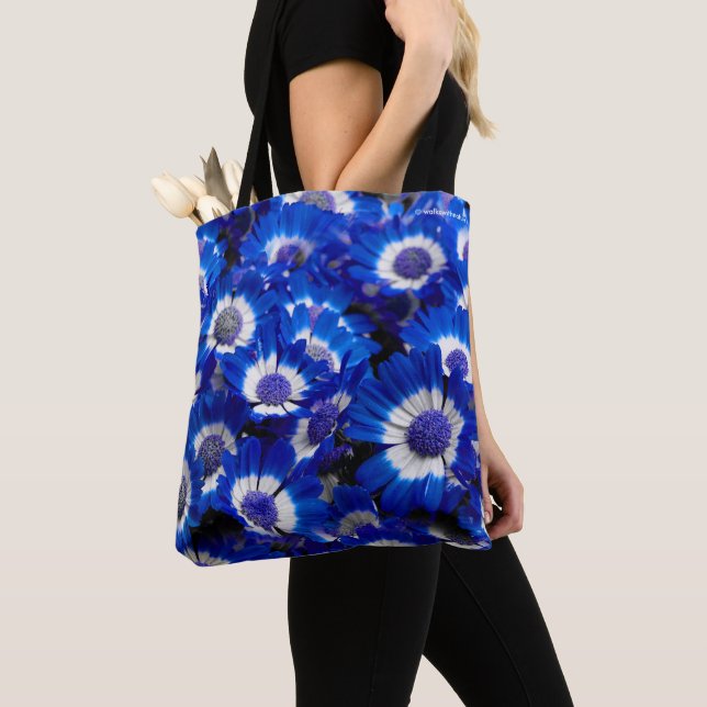 Bolso De Tela Hermosas flores reales de la Cineraria azul (Detalle)