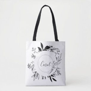 Bolso De Tela Hermosas flores silvestres garabatos