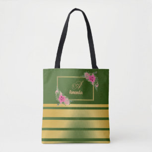 Bolso De Tela Hermosas franjas doradas brillantes Monograma