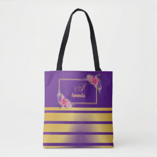 Bolso De Tela Hermosas franjas doradas brillantes Monograma