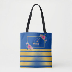 Bolso De Tela Hermosas franjas doradas brillantes Monograma