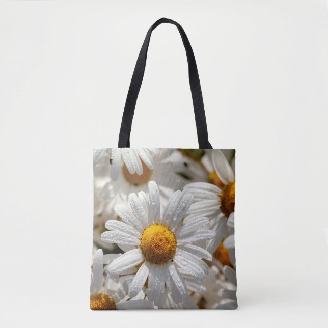 Bolso De Tela Hermosas grandes daisisises salvajes con gotas de  (Anverso)