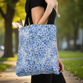 Bolso De Tela Hermosas hortensias azules - patrón floral