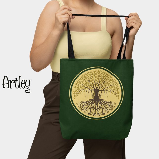Bolso De Tela Hermoso árbol de Banyan amarillo verde (Subido por el creador)