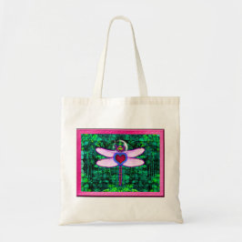 Bolso De Tela Hermoso arte enmarcado “Crackel enmarcado libélula