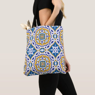Bolso De Tela 💙 Hermoso Azulejos azules IV Baldosas pequeñas