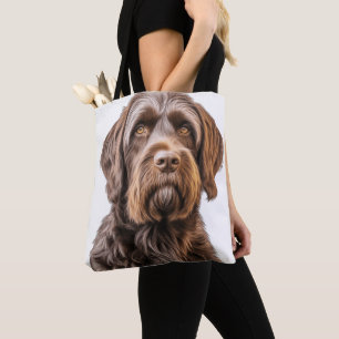 BOLSO DE TELA HERMOSO BROWN WIREHAIRED SEÑALANDO PERRO GRIFFON