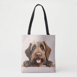 BOLSO DE TELA HERMOSO BROWN WIREHAIRED SEÑALANDO PERRO GRIFFON