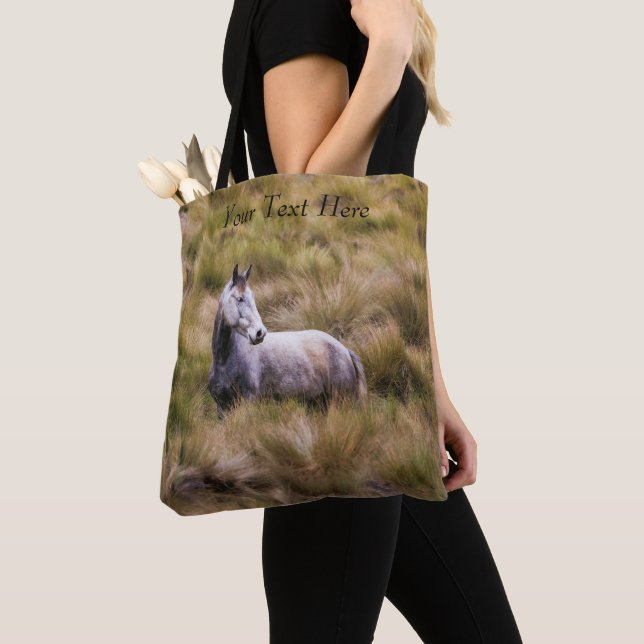 Bolso De Tela Hermoso caballo blanco de pradera (Detalle)