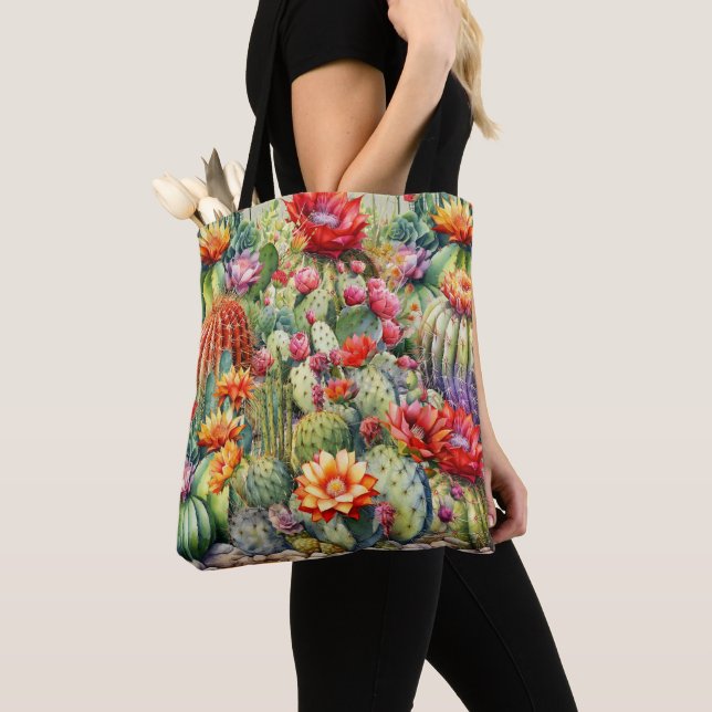 Bolso De Tela Hermoso Cacti florido (Detalle)