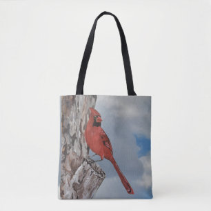 Bolso De Tela Hermoso Cardenal Rojo
