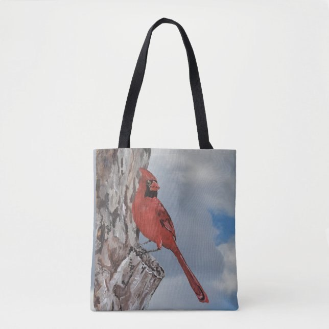 Bolso De Tela Hermoso Cardenal Rojo (Anverso)