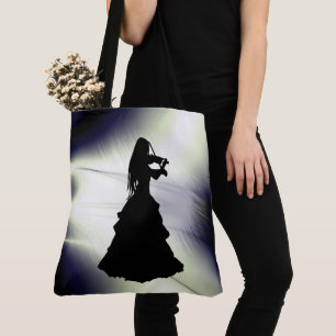Bolso De Tela Hermoso Chica gitano juega al violín verde