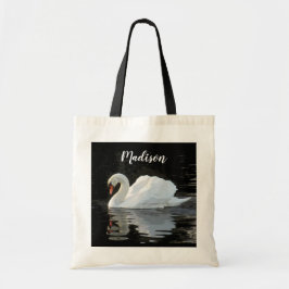Bolso De Tela Hermoso cisne blanco mudo, reflexiones, tu nombre