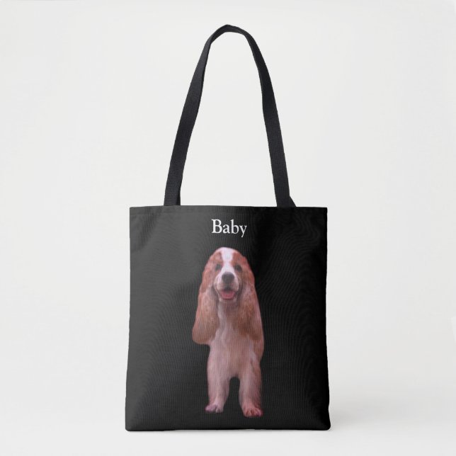 Bolso De Tela Hermoso Cocker inglés Perro español en negro (Anverso)