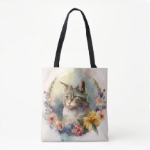 HERMOSO COLOR DE AGUA GRIS TABBY CAT FLORES