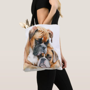 BOLSO DE TELA HERMOSO COLOR DE AGUA MARRÓN BOXER PERROS