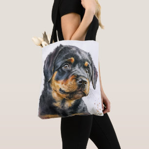 BOLSO DE TELA HERMOSO COLOR DE AGUA ROTTWEILER PERRO DE PUBRE