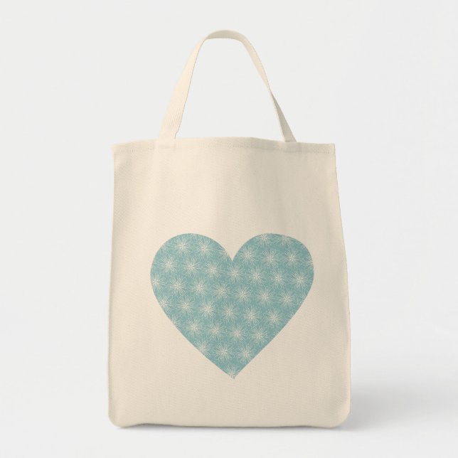 Bolso De Tela Hermoso Corazón Azul (Frente)