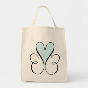 Bolso De Tela Hermoso Corazón Azul
