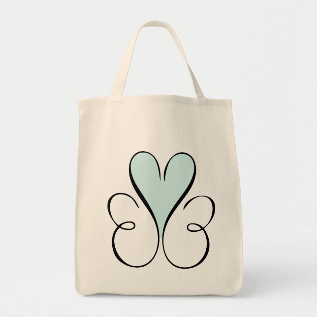 Bolso De Tela Hermoso Corazón Azul (Frente)
