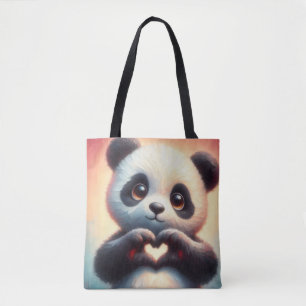 Bolso De Tela Hermoso corazón de amor Panda