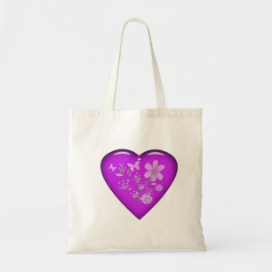 Bolso De Tela Hermoso corazón floral de vidrio
