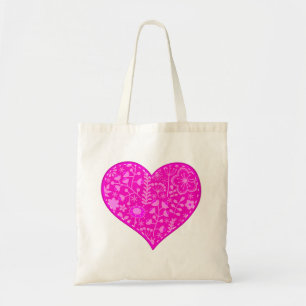 Bolso De Tela Hermoso Corazón Rosa