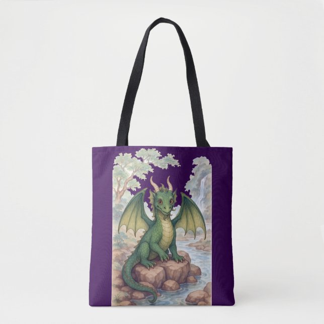 Bolso De Tela Hermoso dragón verde (Anverso)