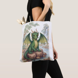 Bolso De Tela Hermoso dragón verde