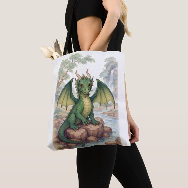 Bolso De Tela Hermoso dragón verde (Detalle)
