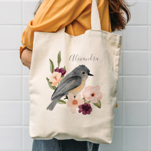 Bolso De Tela Hermoso estilo bohemio pájaro y rama