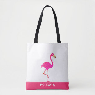 Bolso De Tela Hermoso Flamenco sobre Rosa y Blanco