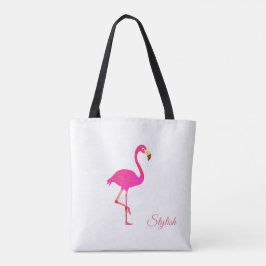 Bolso De Tela Hermoso flamenco y caligrafía elegante en blanco
