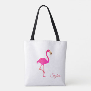 Bolso De Tela Hermoso flamenco y caligrafía elegante en blanco