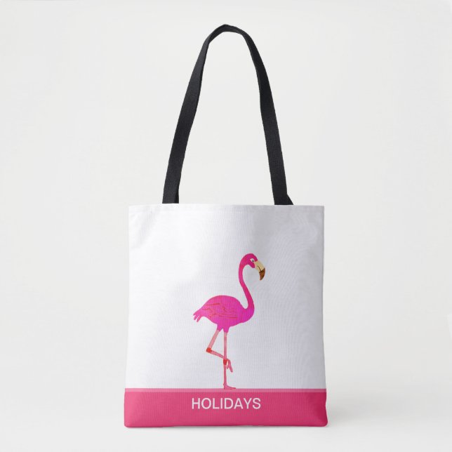 Bolso De Tela Hermoso Flamingo en rosa y blanco (Anverso)