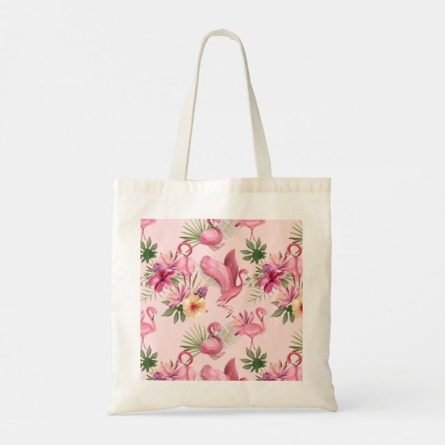 Bolso De Tela Hermoso Flamingo Rosa (Reverso)