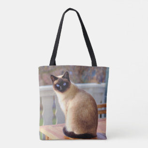 Bolso De Tela Hermoso gato siamés con ojos azules