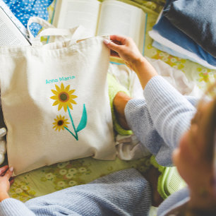 Bolso De Tela Hermoso girasol digital dibujado a mano